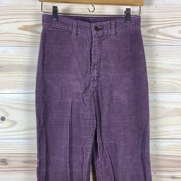Vtg 70s Tour de France Pants Corduroy Purple Straight High Waisted - Picture 4 of 8